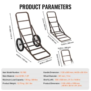 Heavy-duty folding deer game cart